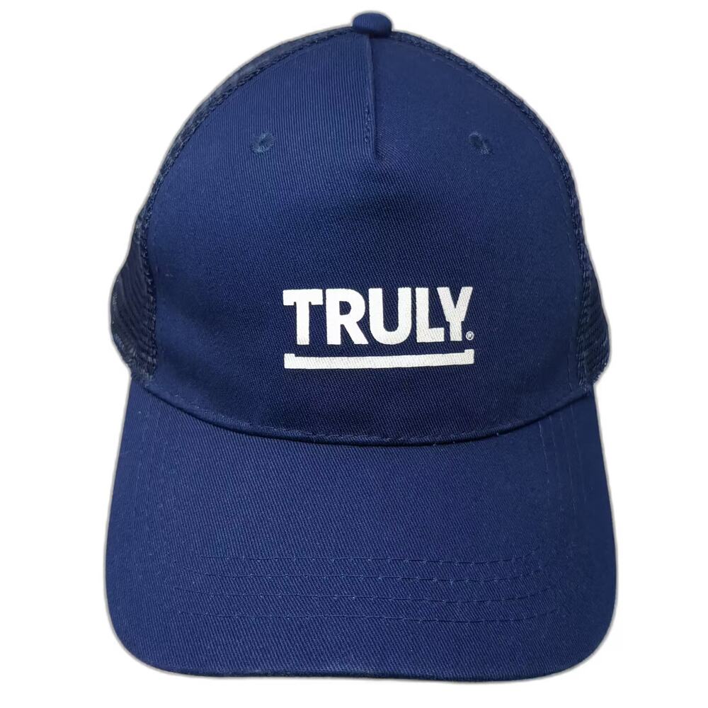 Truly Trucker Hat Blue White OS Adjustable Snapback Mesh Structured Crown Logo